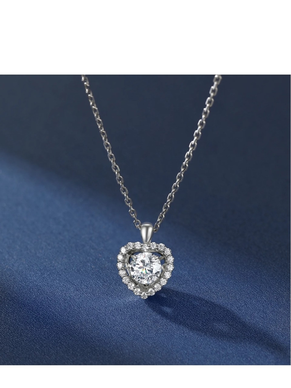 .925 Sterling Silver Heart Halo Pendant Necklace with White Cubic Zirconia